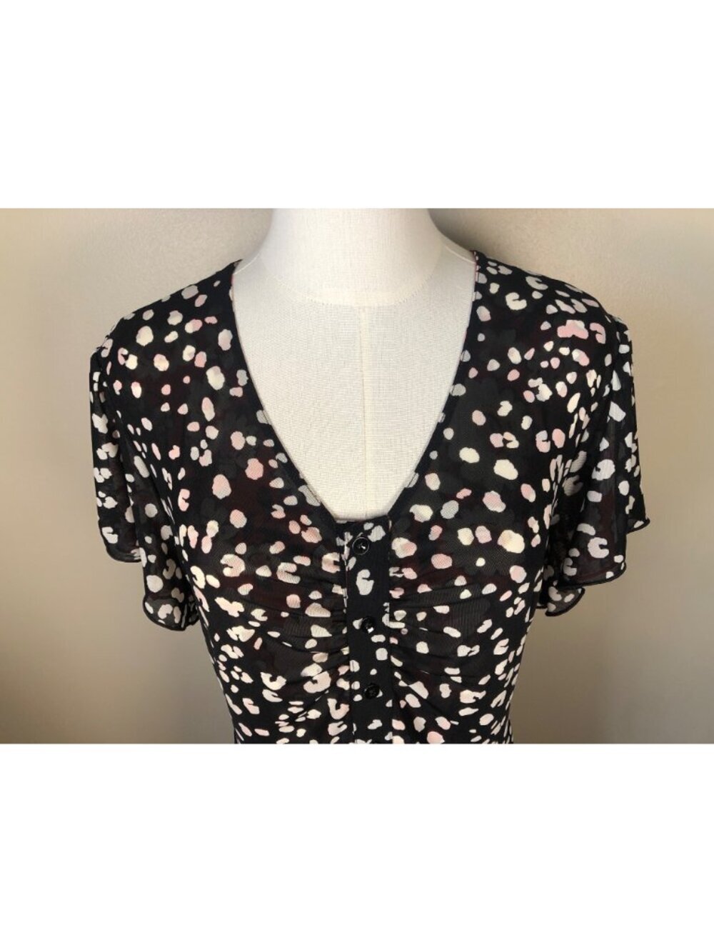 CAbi Gemini  Reversible V Neck Multi Skin Floral Dress Size S Artsy Bohemian - Picture 3 of 11